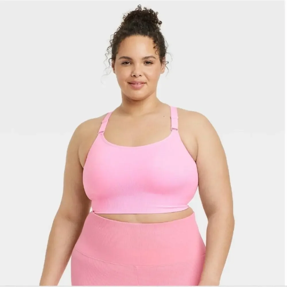 All In Motion Sports Bra Womens 3X Seamless Medium Support Cami Athleisure Comfy